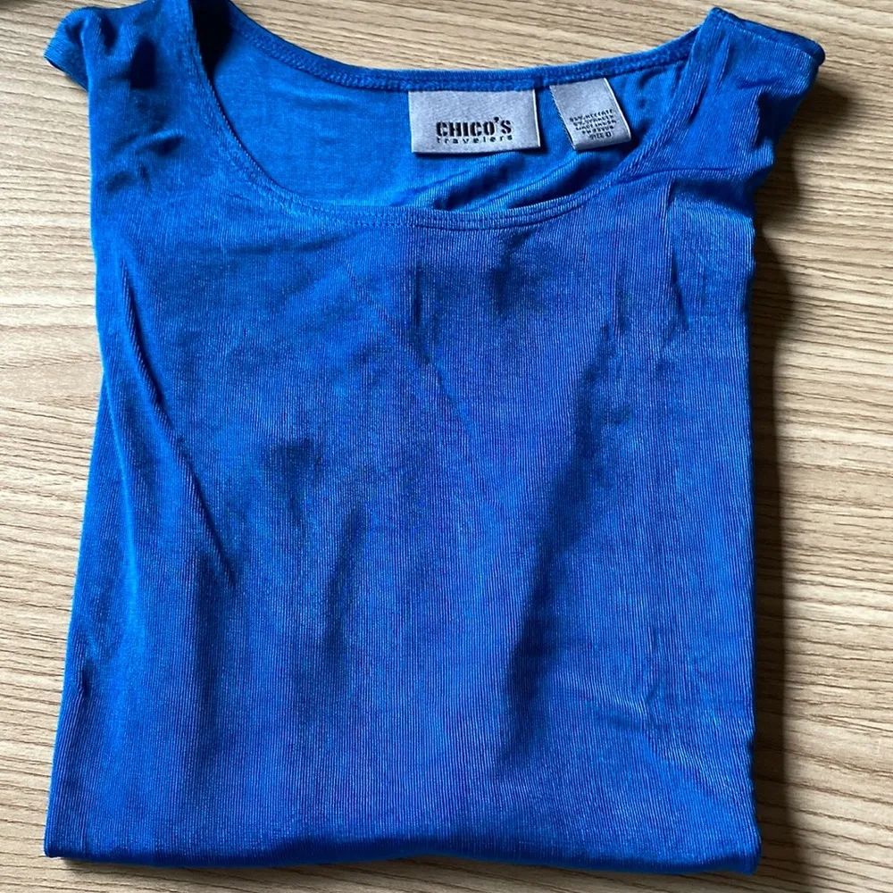 Chico’s Travelers Blue Basic Sleeveless Tank Top 0 S - Image 3