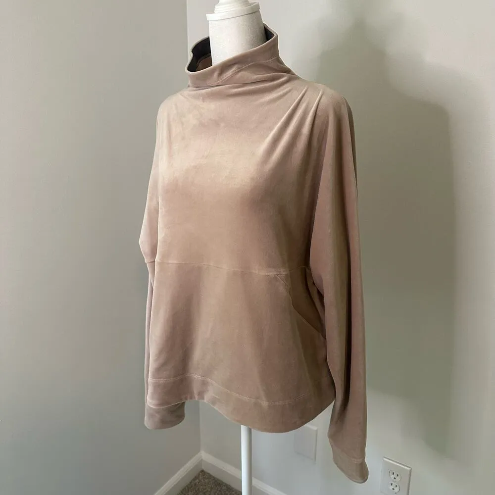 Prana light pink beige velvet long sleeve pullover size M - Image 3