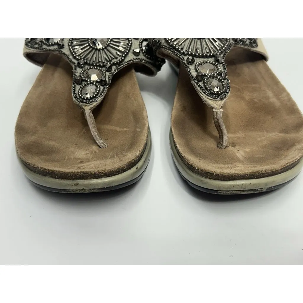 Dansko Pamela Thong Sandal Womens EU 38 US 7.5-8 Beaded Beige Comfort Casual - Image 4