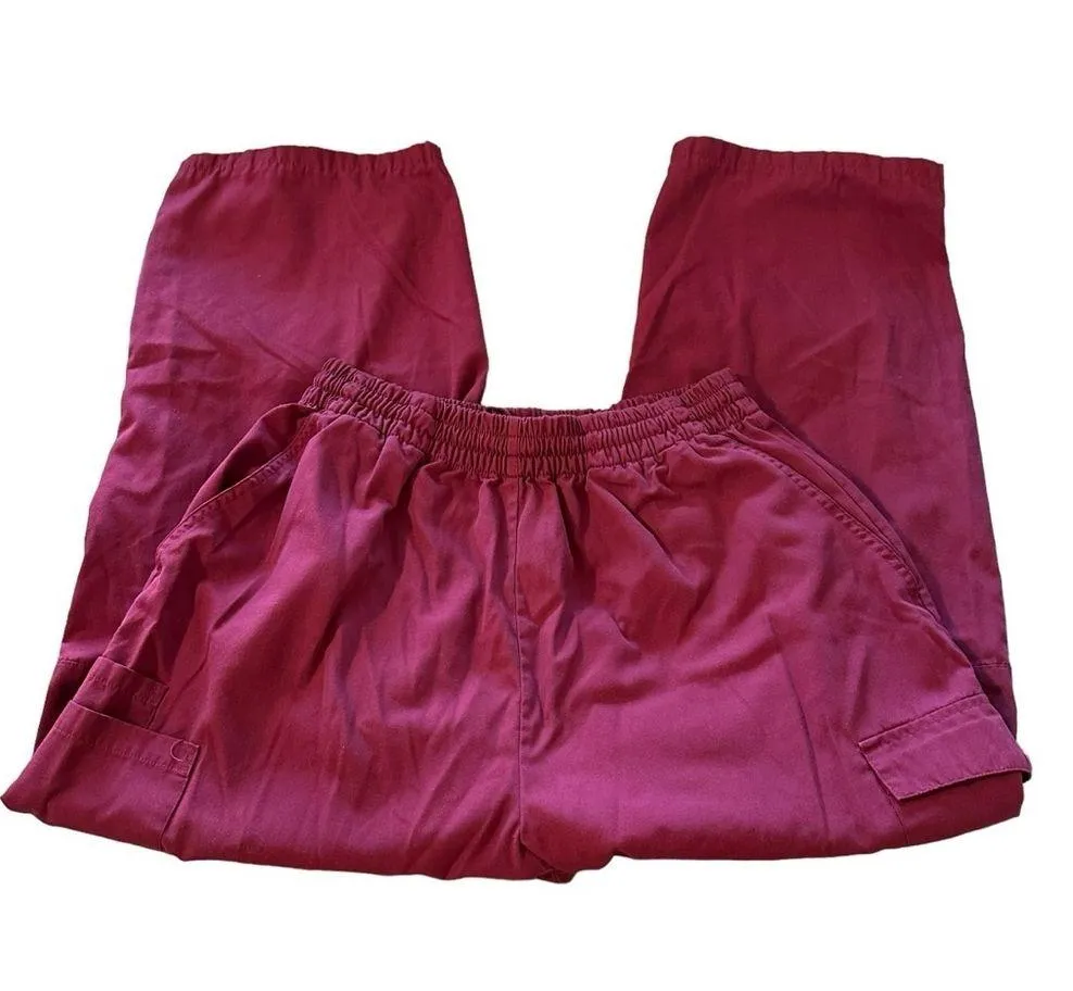 Adar Uniform Pants women's size XL set of 2 maroon, cargo, elastic waist Pink - Image 2