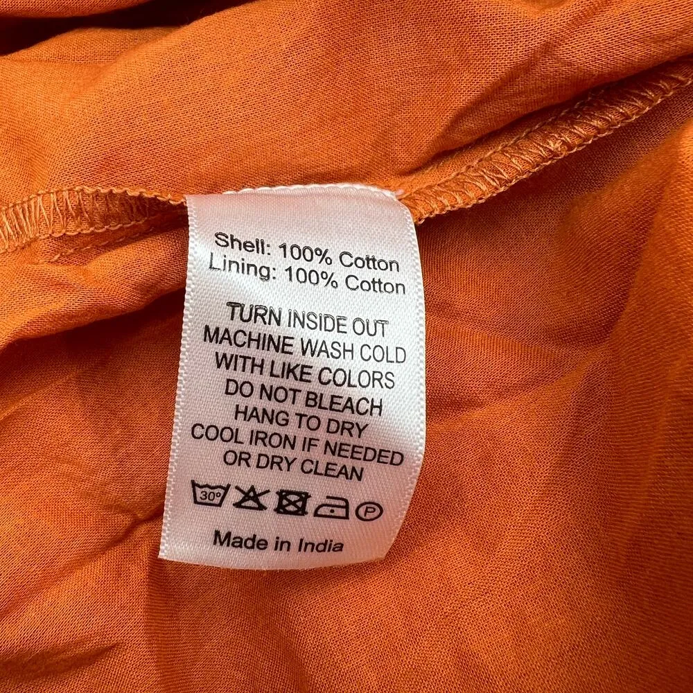 Never A Wallflower High Neck Dress Burnt Orange Windowpane Cotton Size XS - Image 6