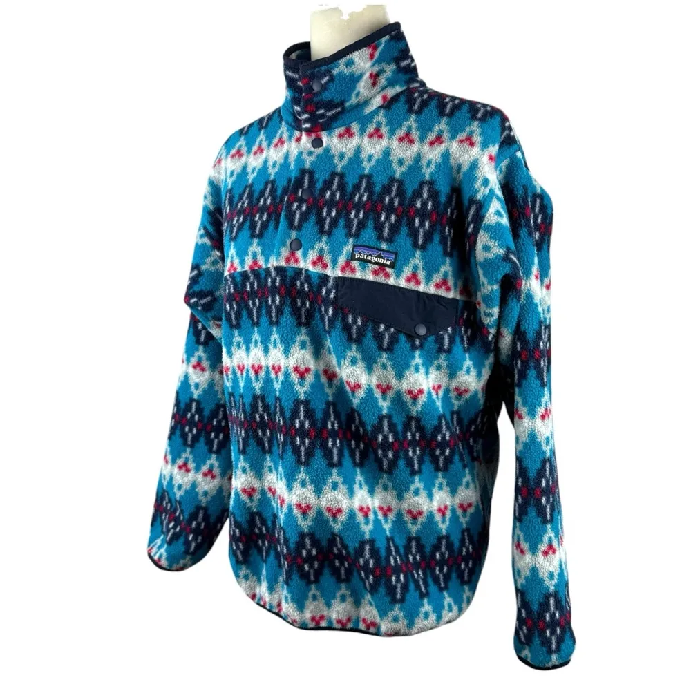 Patagonia Synchilla Fleece Snap-T Pullover Forest Carpet Deep Sea Blue Small - Image 8