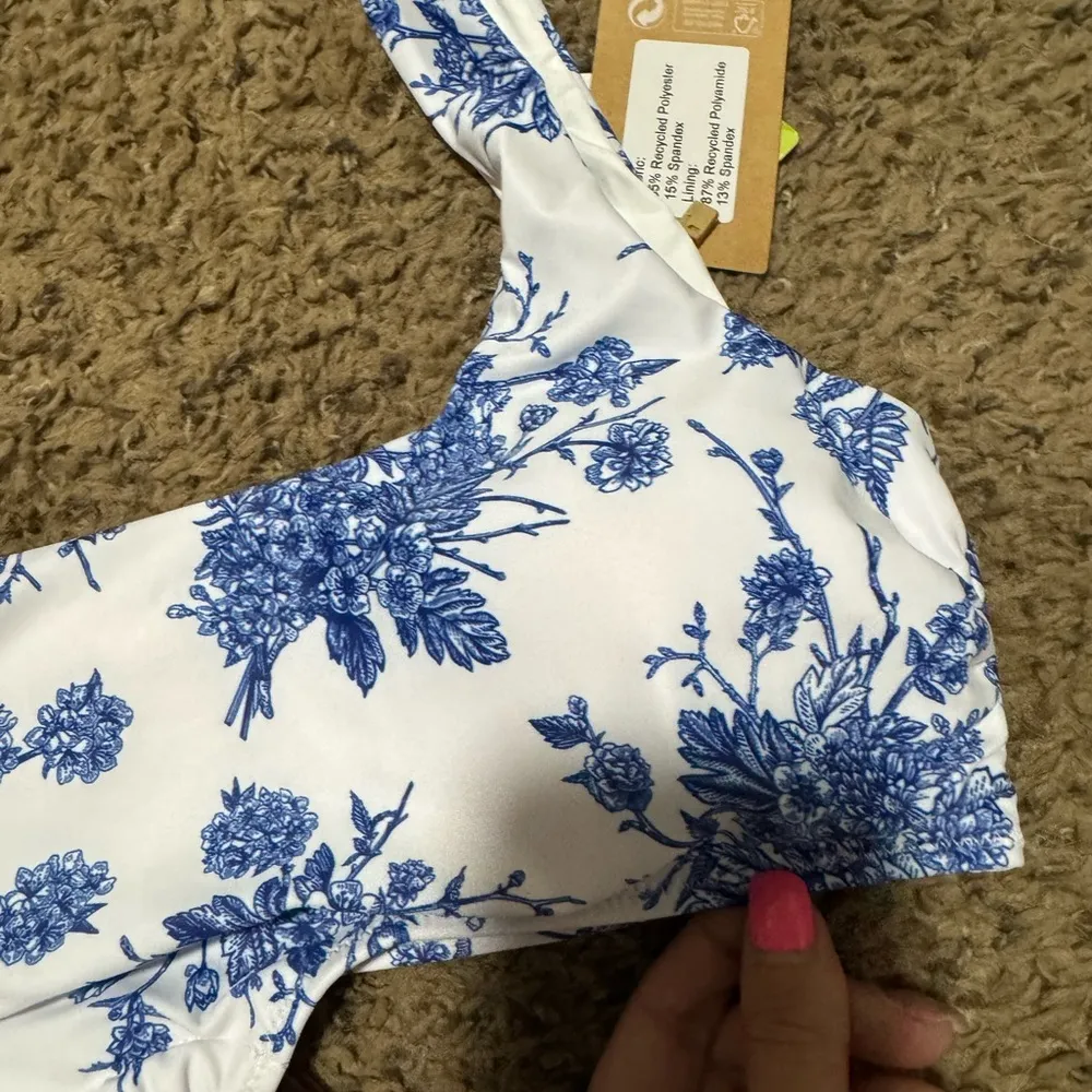 Blue and White Floral Bikini Set Size L - Image 5