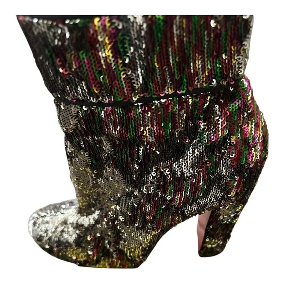 Christian Louboutin • Multicolor Sequin Party Boot Sz 38.5 - Image 6
