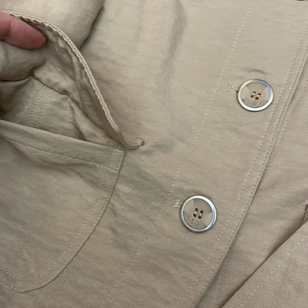 NWOT 89th & Madison Tan 3/4 Sleeve Button Up Tie Waist Collared Jacket Medium - Image 6