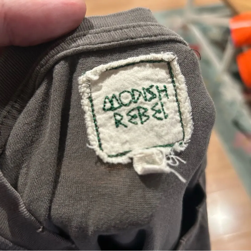 Modish Rebel Crop Motorcycle Racing Shirt Size M Vintage Vibe Gray Size M - Image 2