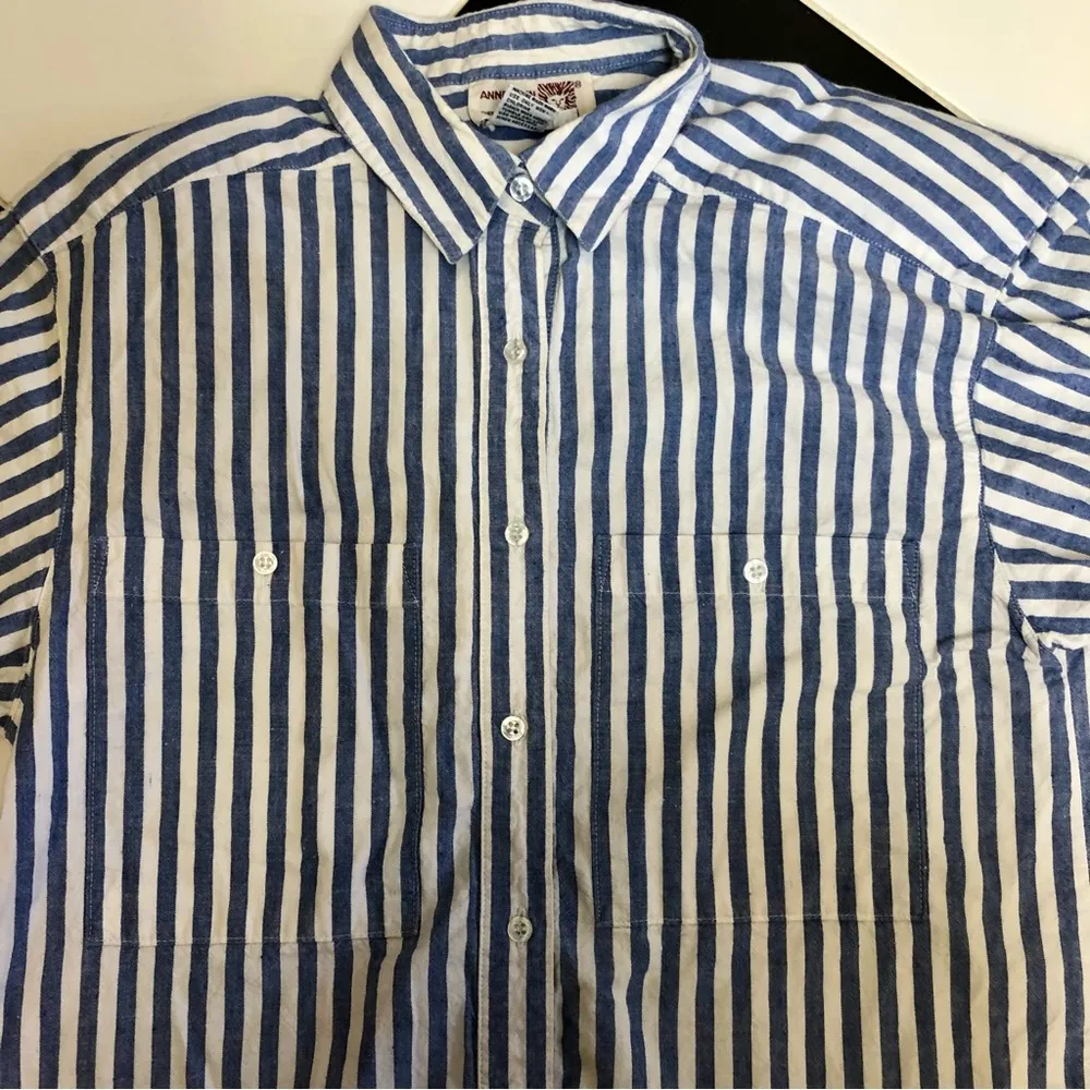 Vintage Anne Klein For Sheridane Designs Striped Button Down Short Sleeve Shirt - Image 3