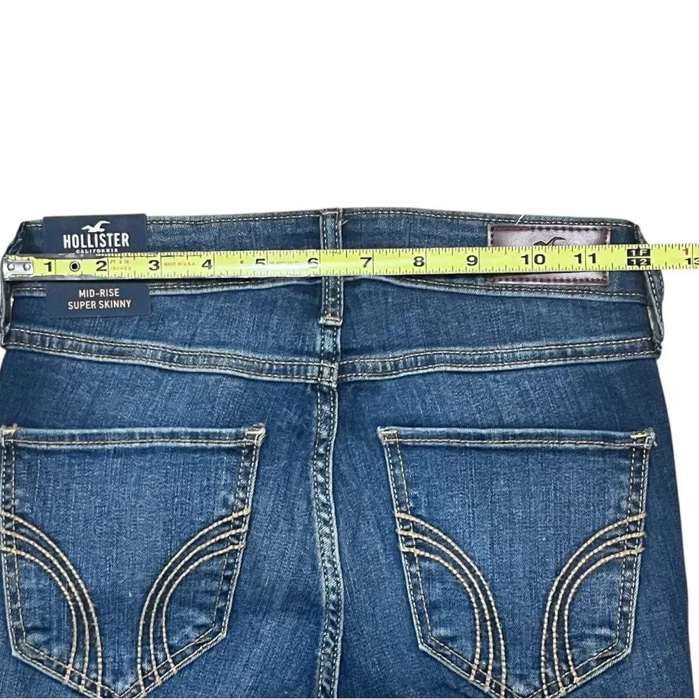 Hollister MidRise Super Skinny Blue Distressed Jeans 00‎ Concert Boho Streetwear - Image 6