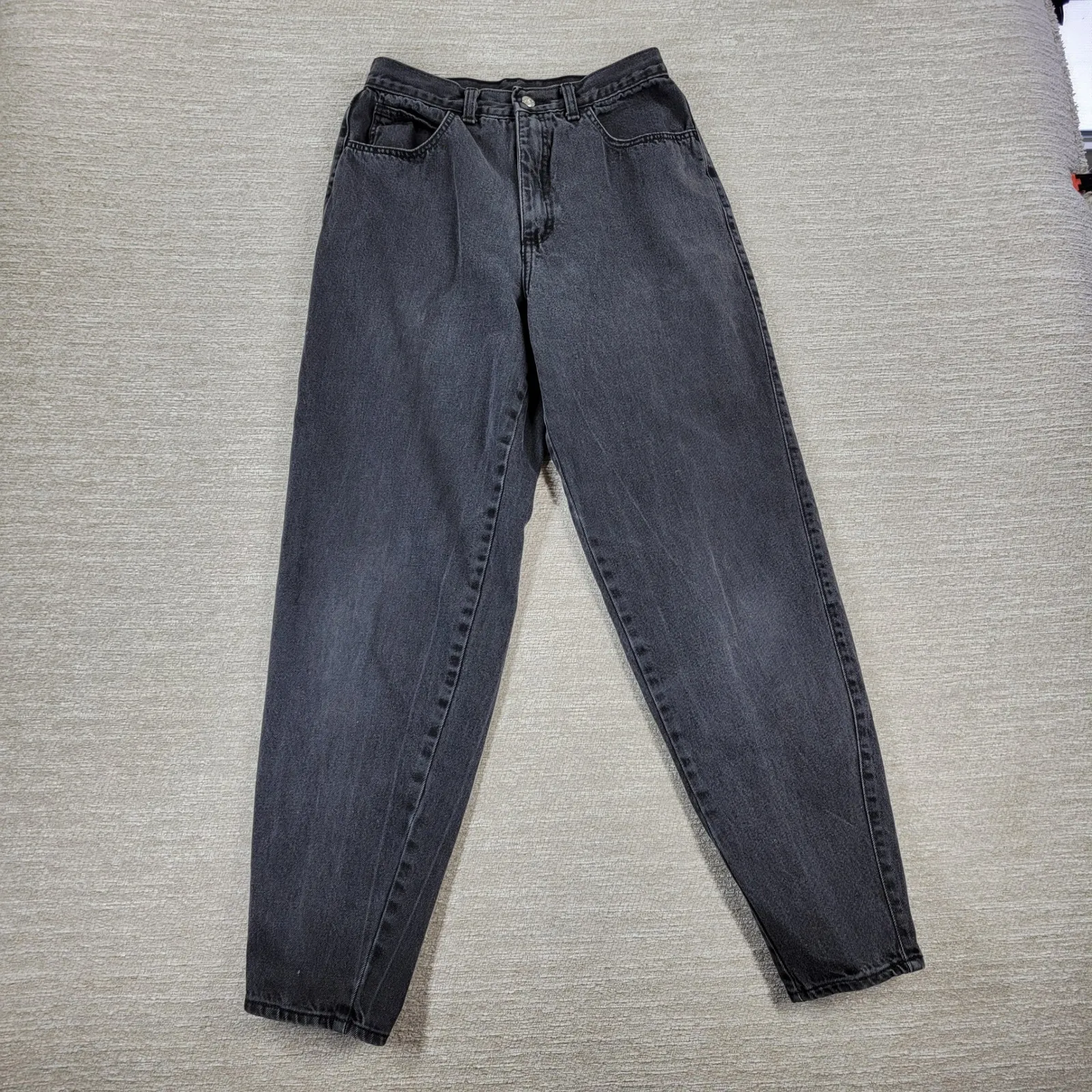 VTG ZENA Mom Jeans Womens Size 12 Black Wash Denim Tapered Hem High Rise USA - Image 13