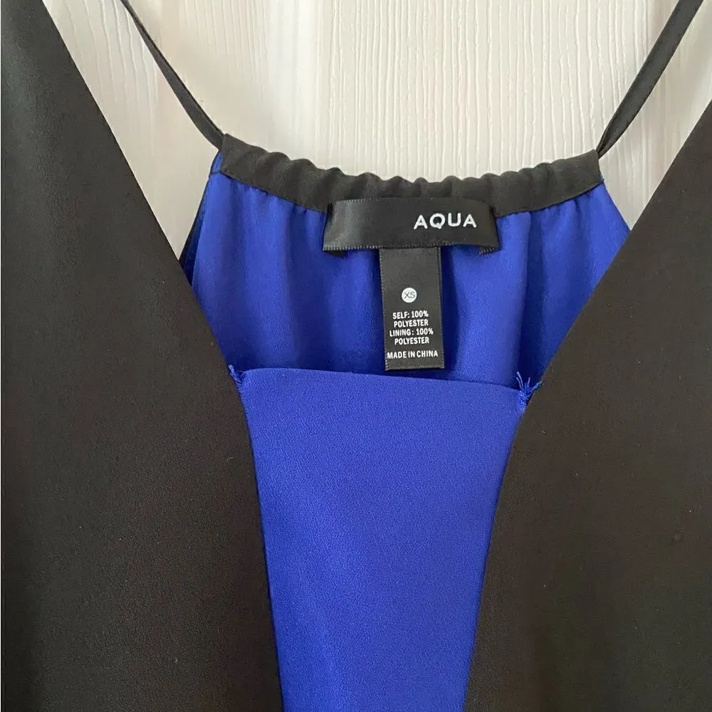 Aqua Brand Black Royal Blue Color Block Tank Top Size XS - Image 2