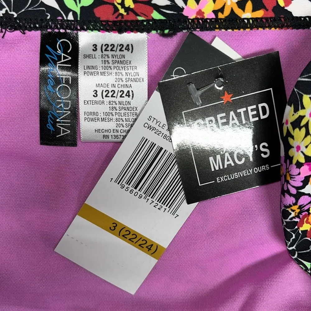 California Waves Plus NWT 3 (22/24) Floral Print Bathing Suit Swim Brief Bottom - Image 4