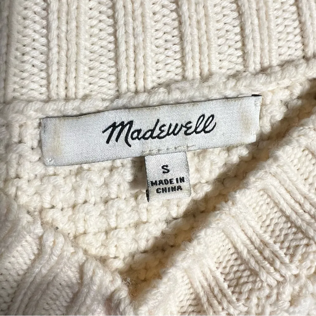 Madewell Stitchmix Cropped Pullover Sweater Womens Size Small Cream Soft - Image 5