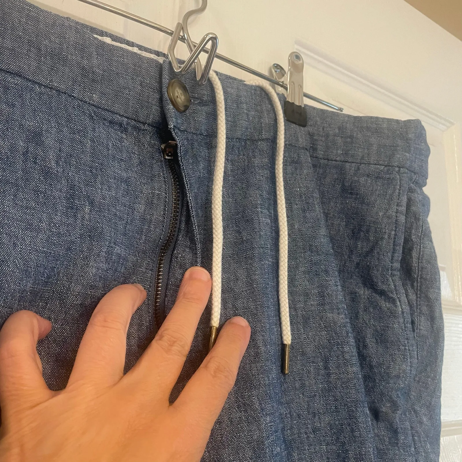 Old Navy Slim Built-In Flex Linen-Blend Interior Drawstring Pants size L - Image 9