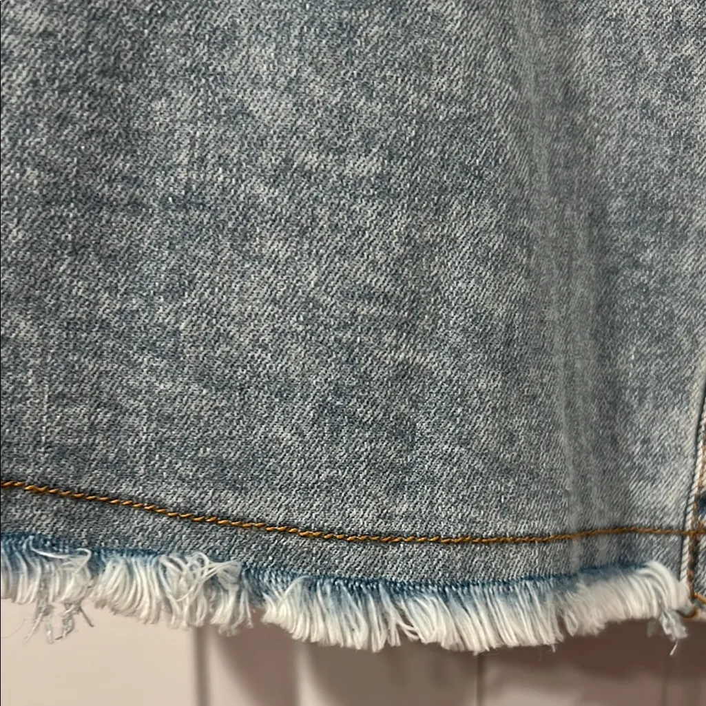 Rock & Roll Cowgirl‎ denim Button Down Shirt raw hem XXL - Image 4