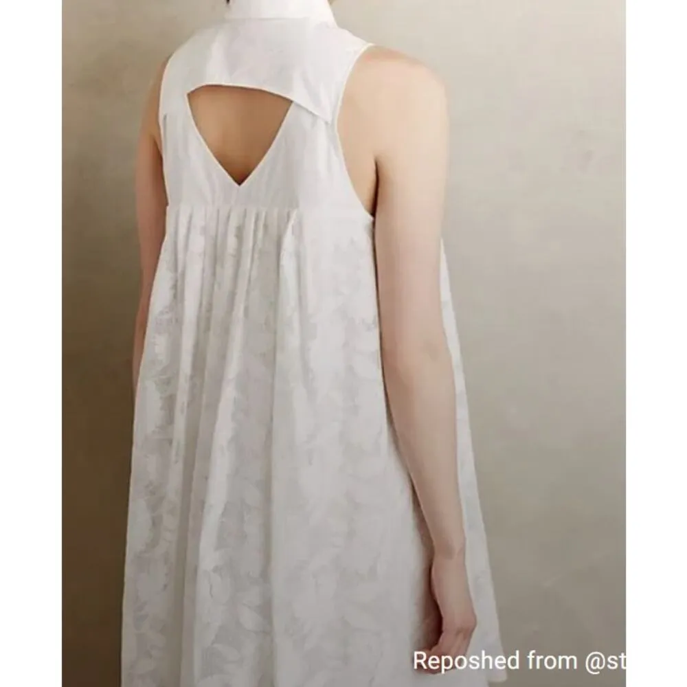 Anthropologie HD in Paris White Floral Lace Print High-Neck Dress Size Small - Image 10