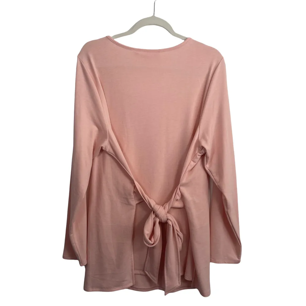 Evri Pink Long Sleeve Top Tie Back Stretch Casual Work Travel Women Plus Size 1x - Image 7