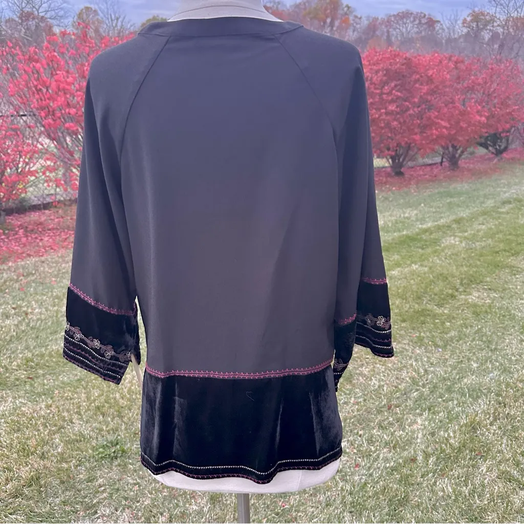 NWT Democracy Velvet Embroidered Button Up Blouse - Image 8