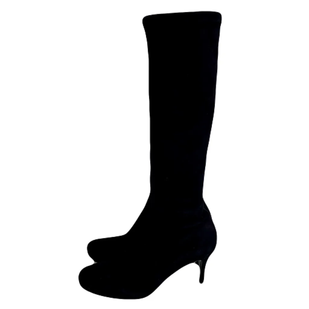 LK Bennett Black ‘Slyvie’ Stretch Suede Knee High Heeled Boots, Size 39 - Image 5