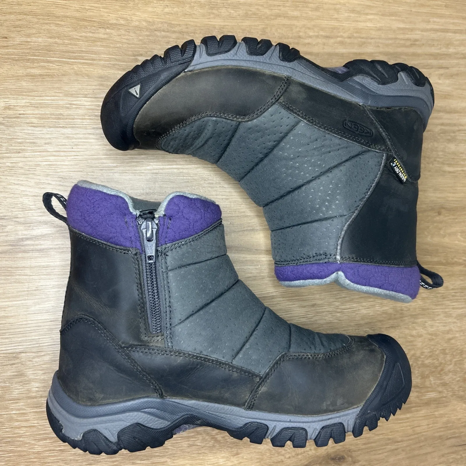 Keen Women’s 7.5 Boots Hoodoo III Low Zip Grey Purple Waterproof Insulated - Image 6