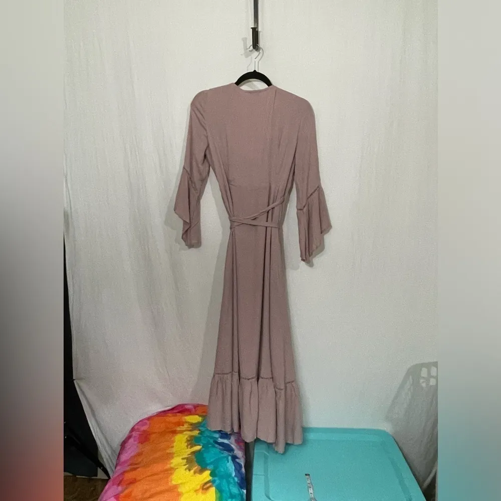 Baltic Born Dusty Rose Short Sleeve Ruffle Hem Wrap Maxi - Image 2