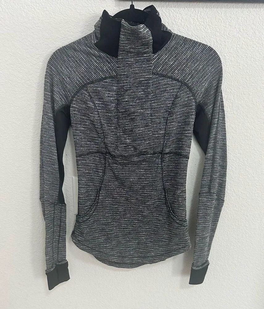Lululemon Base Runner Half Zip Pullover Jacket Coco Pique Black White Size 4 - Image 3