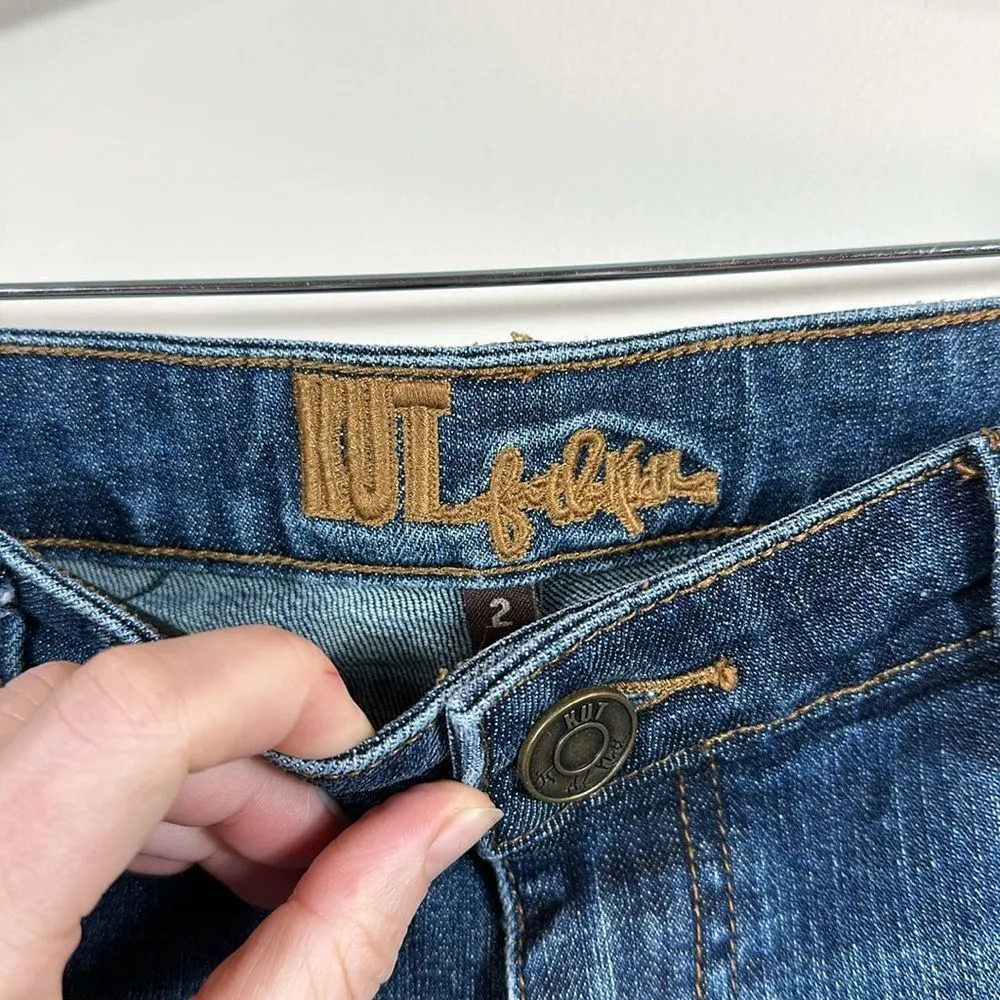 Kut from the Kloth Women Rolled Raw Hem Cropped Medium Wash Jeans Denim Size 2 - Image 3