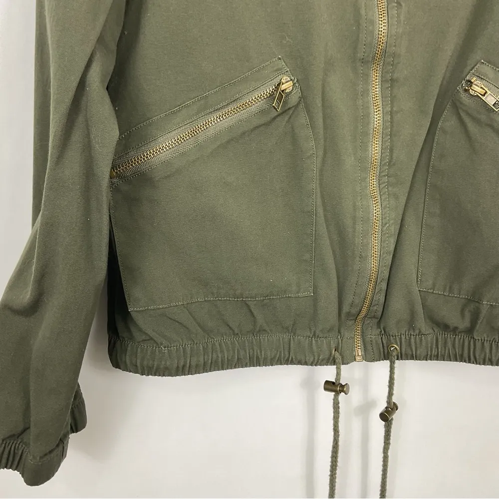 Freebird Army Green Olive Crew Neck Full Zip Jacket‎ Size Medium - Image 2