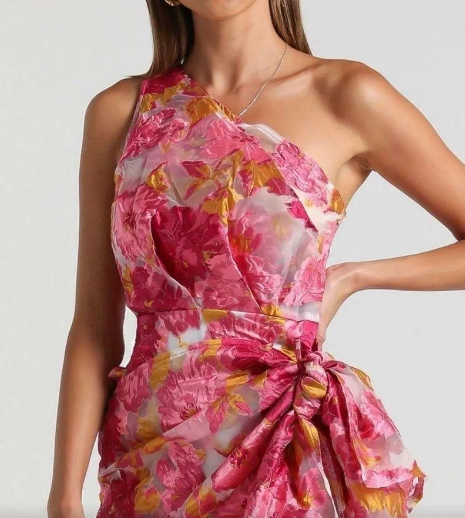 mini pink floral wrap with tie dress - Image 2