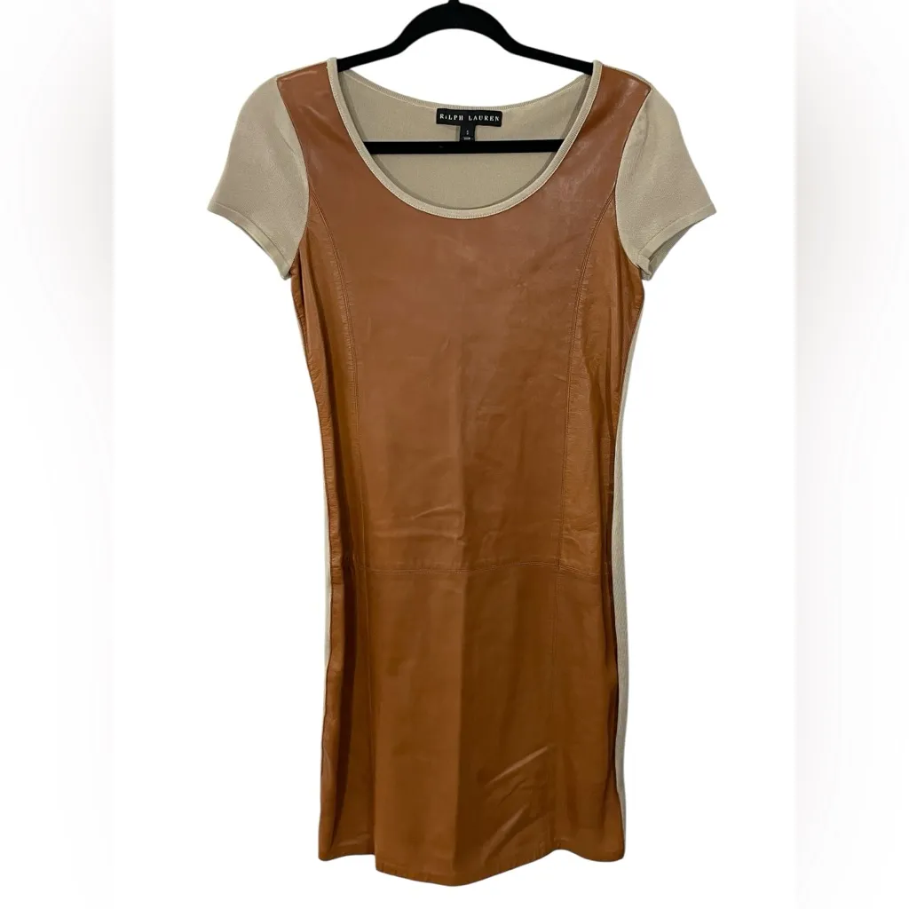 Ralph Lauren Black Label Lamb‎ Leather - Silk Lined Mini Dress Size SMALL - Image 2