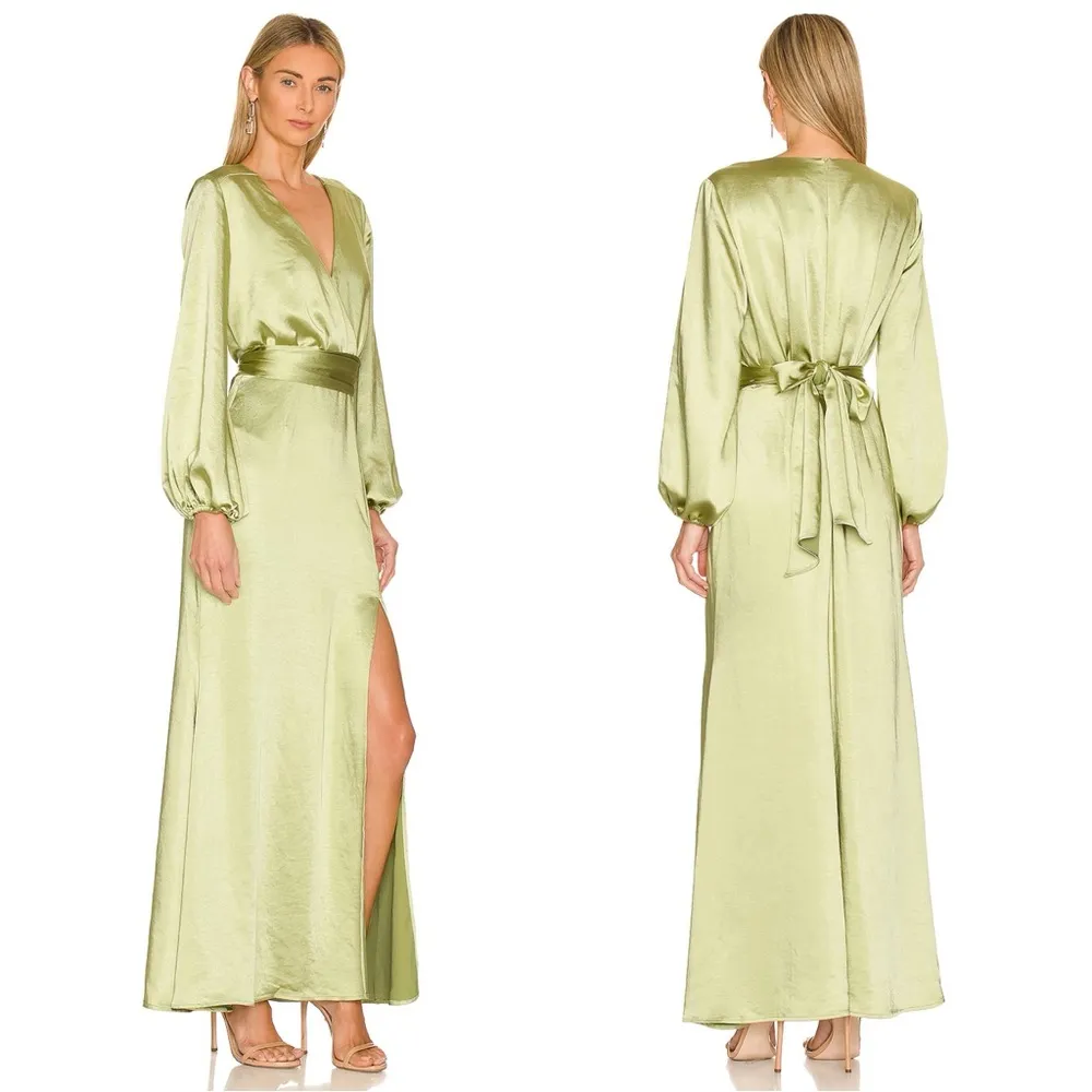 ELLIATT • Kai Maxi Dress in Avocado green satin gown bridesmaid formal - Image 16