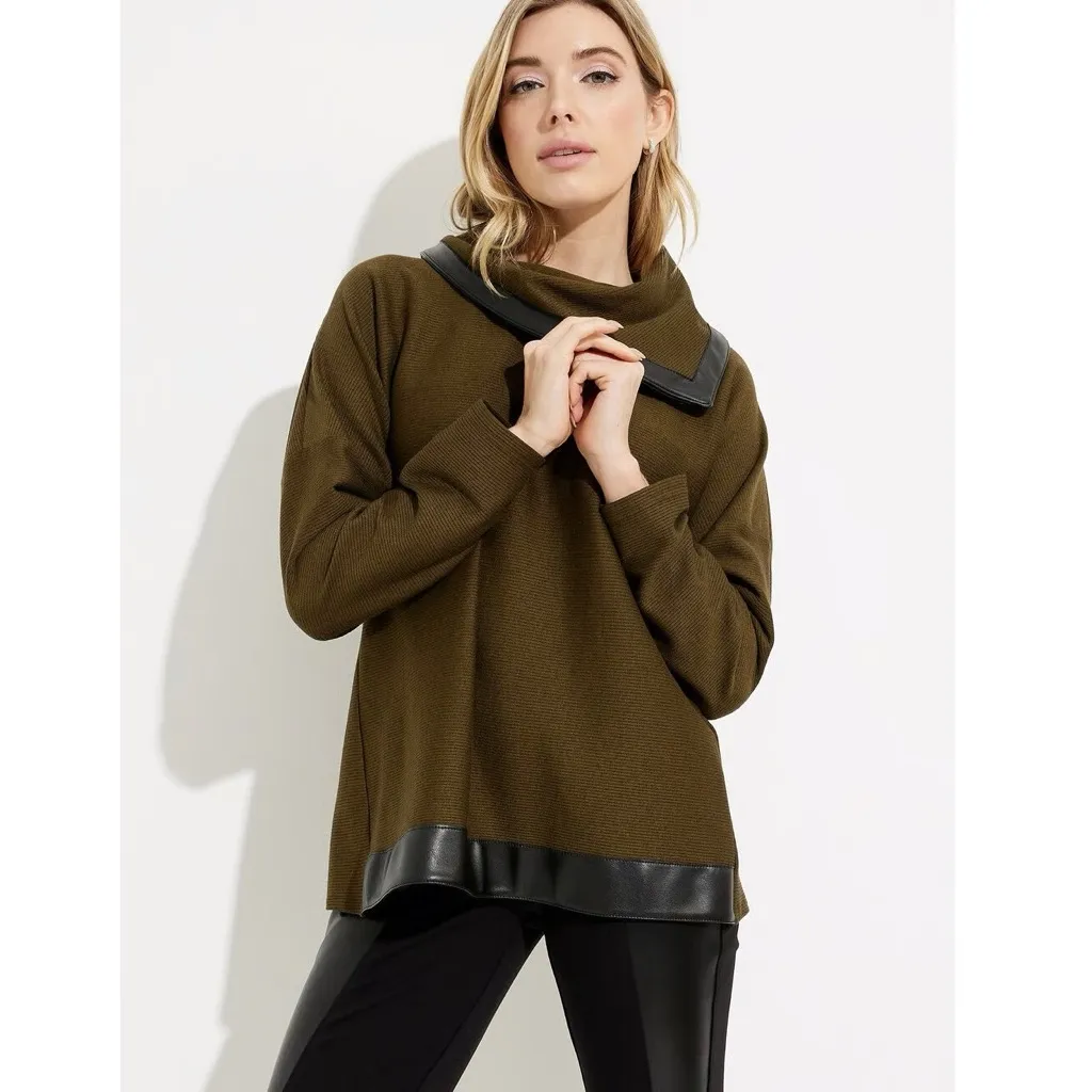 Joseph Ribkoff Olive Cowl Neck Sweater - Image 2