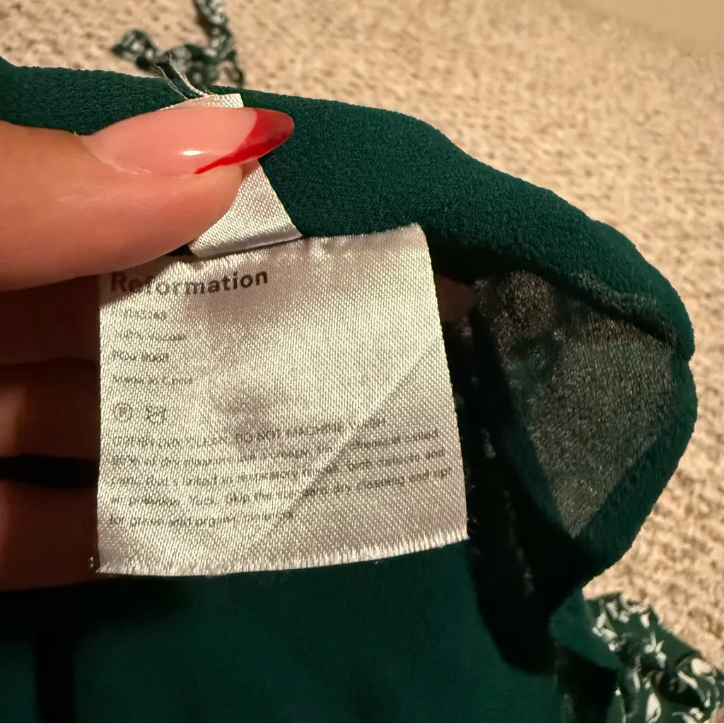 Reformation Christine Ruffle Minidress Green- Size 2 - Image 11