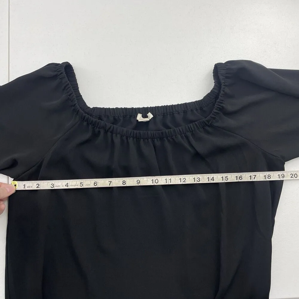 J. Crew Factory Small Off The Shoulder Top Black with Tie Sleeve Detail H1070 - Image 7