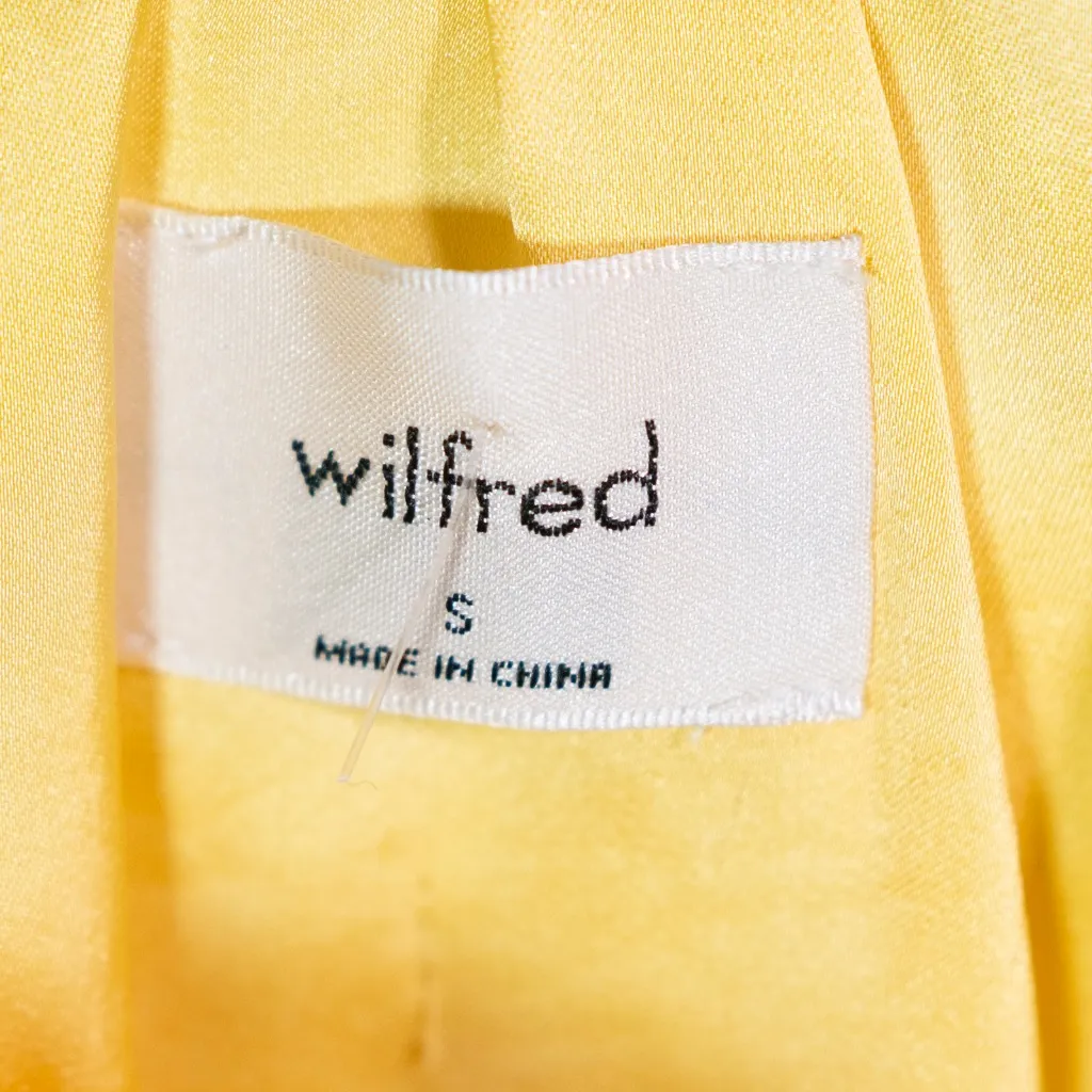Wilfred Aritzia Sonnet Ruched Satin Scoop Neck Crop Top Camisole Tank Top Yellow - Image 2