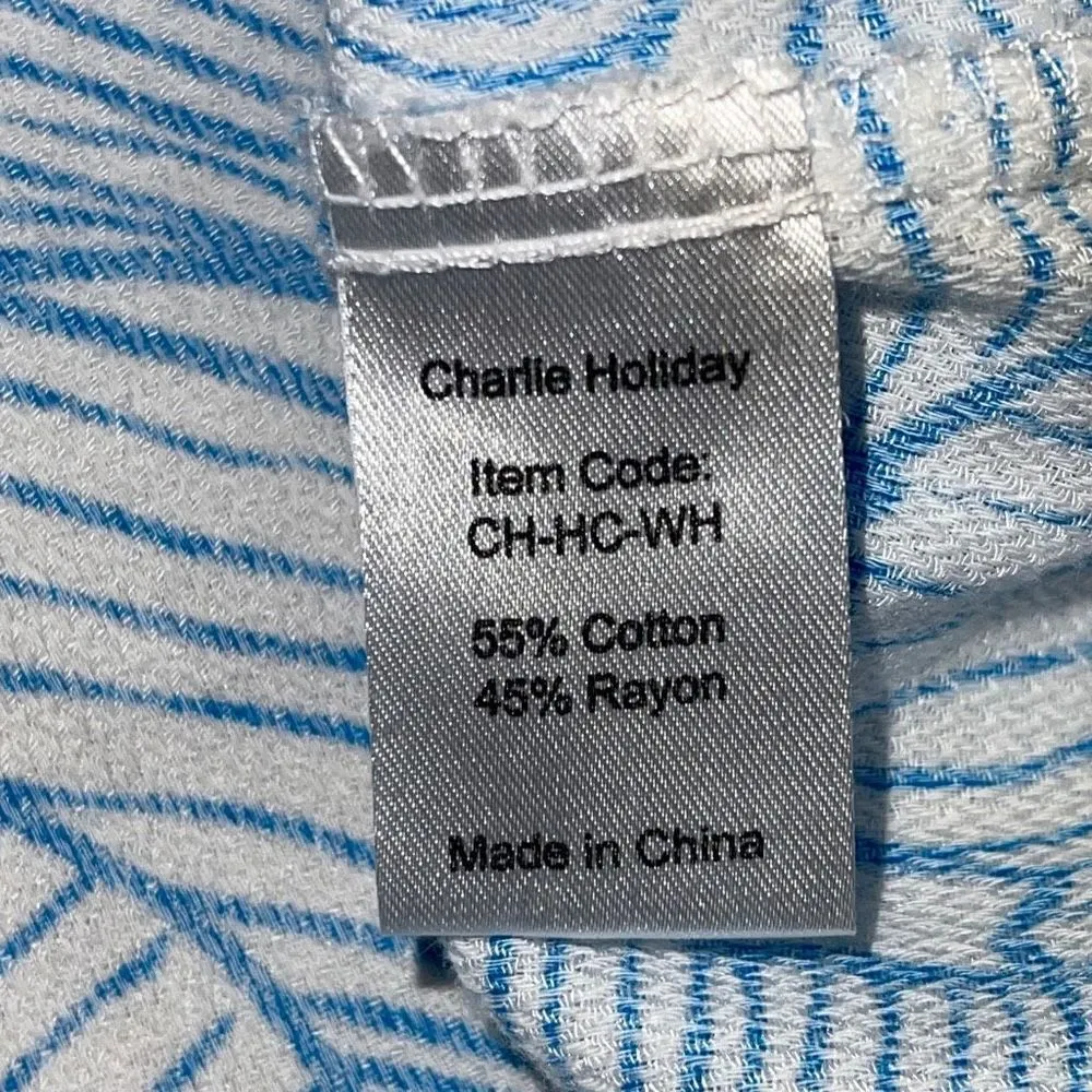 Charlie Holiday Womens Swim Cover Up Long Sleeve‎ Tassel Hooded Blue Size 6 - Image 9