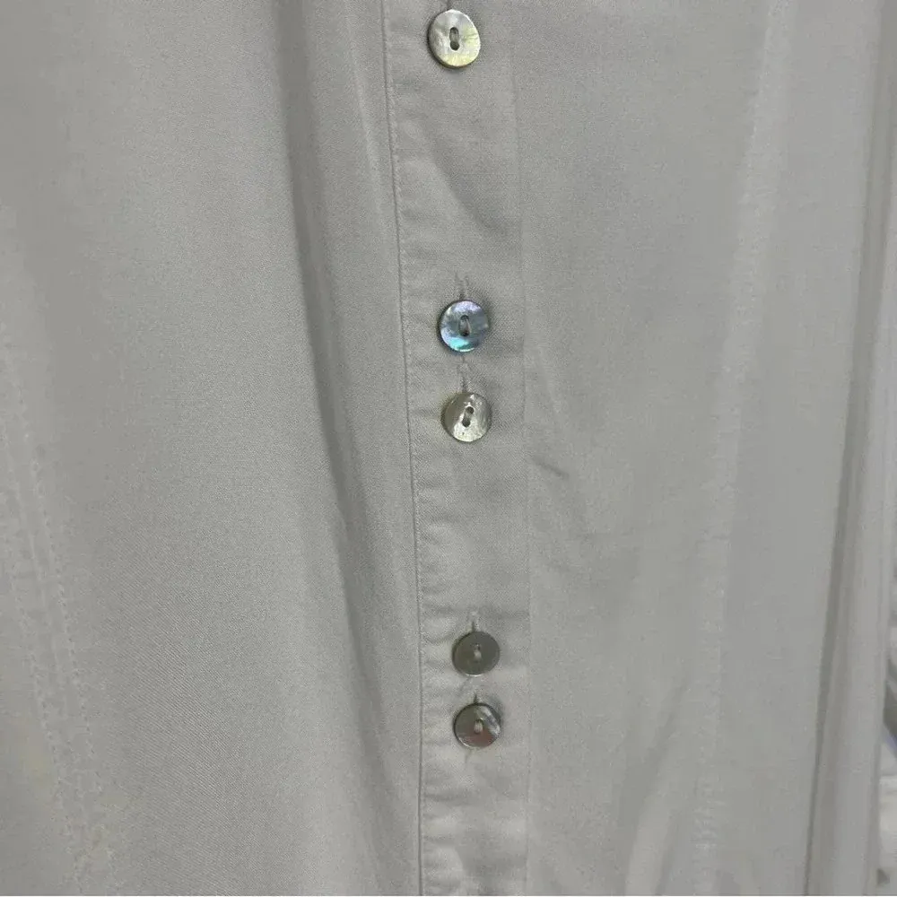 Soft Surroundings Button Down Long Line Shirt Blouse - Minimalist Classic Top - Image 4