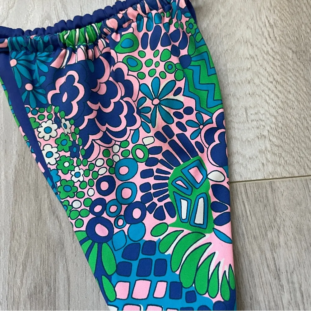 Frankies Bikinis Tia Floral String Bikini Bottoms Good Vibes Print Blue (Medium) - Image 4