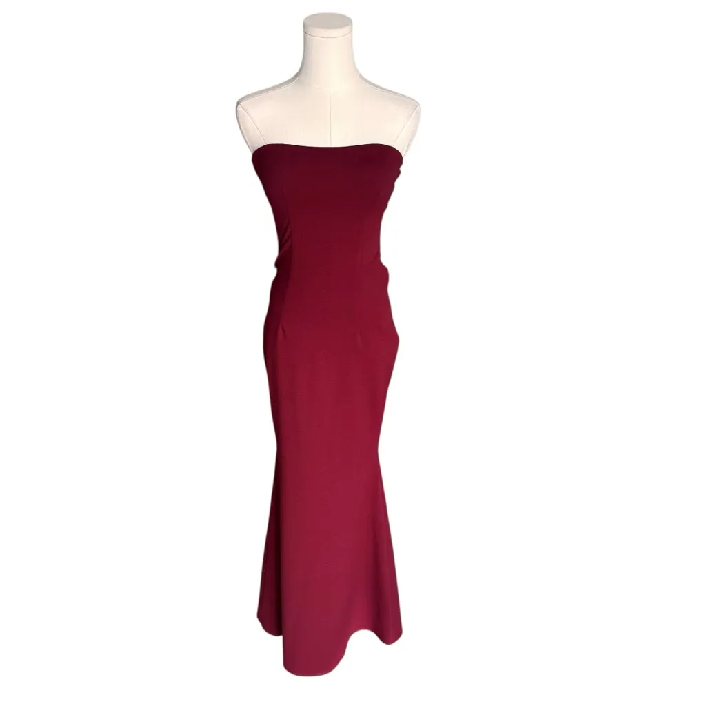 Katie May - Mary Kate Gown in Bordeaux Strapless Backless Formal Dress Sz 0 - Image 3