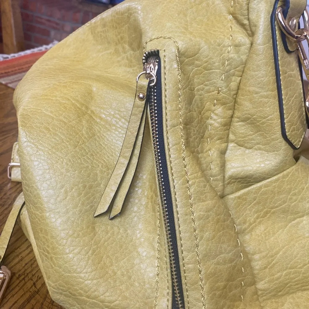 Not Rated  Yellow Leather Backpack - Image 10