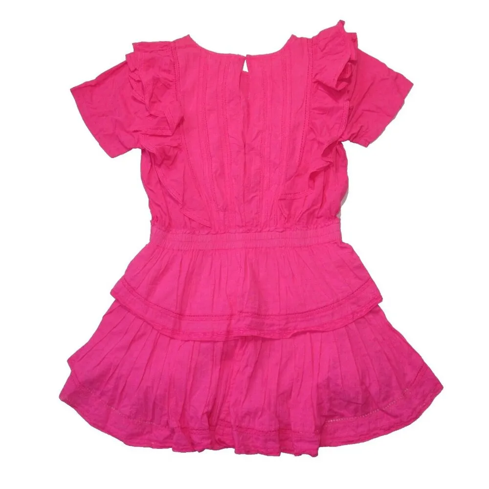NWT LoveShackFancy Natasha Mini in Watermelon Ice Pink Ruffle Cotton Dress L - Image 9
