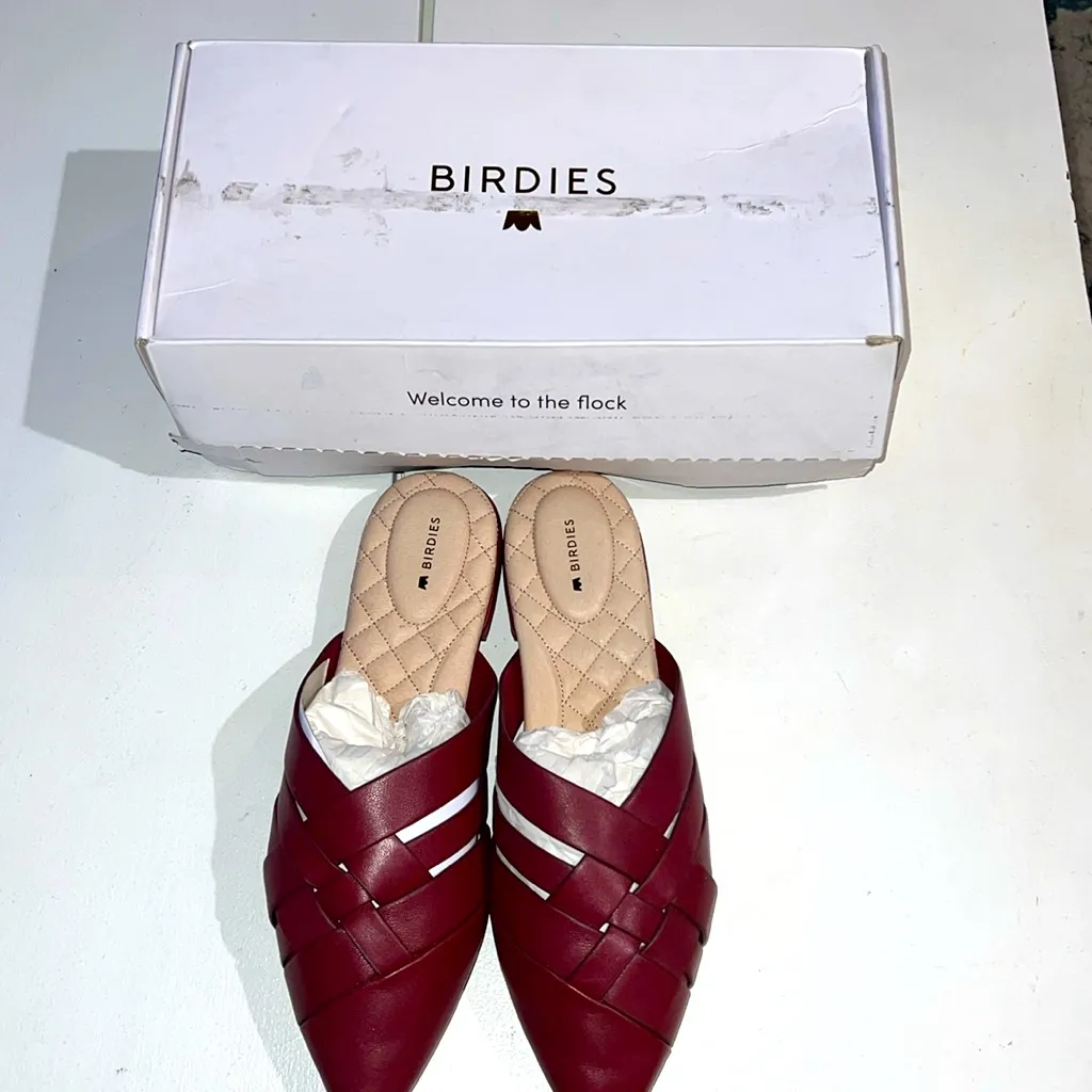 Birdies The Dove Burgundy Crossed leather Slip-On Flats 9.5 - Image 3