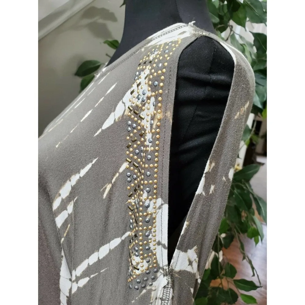 Knox Rose Women's White & Green Rayon Long Sleeve Round Neck Casual Top Size XS - Image 6