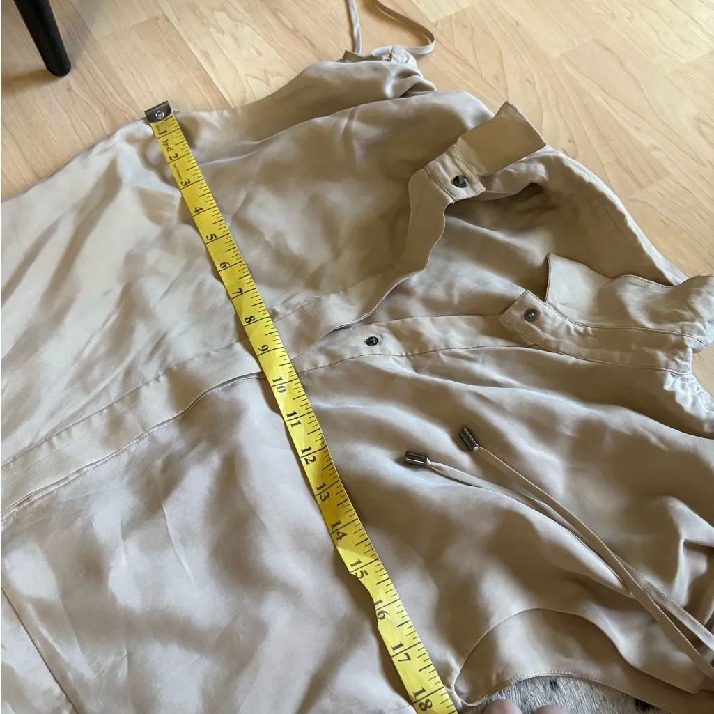 ADAY Something Special Shirt Dress‎ Cupro Button Front in Sesame Size Medium - Image 9