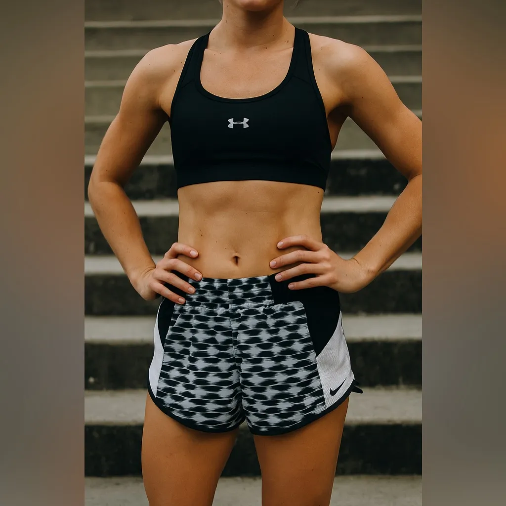 Nike Women’s Running Shorts XS Black White Ikat Print Dri Fit Athletic Shorts - Image 2