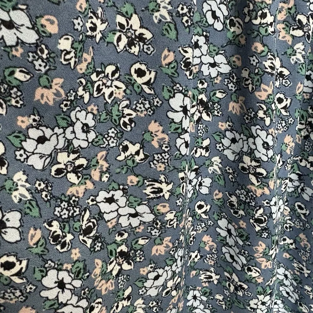 Max Studio Blue Floral Print Crepe Ruched Sleeve Blouse Lightweight 2X Cottage - Image 4