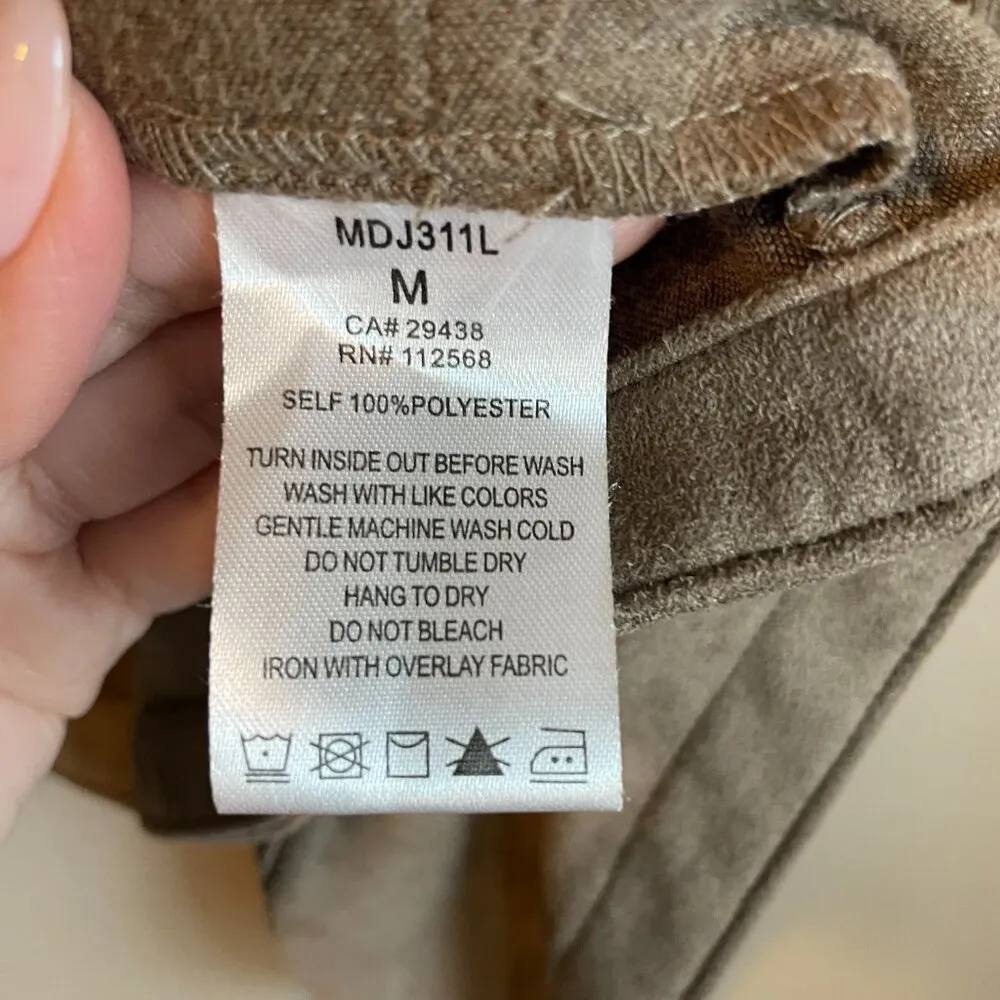 Miss Me Women's Open Front Cardigan Faux Suede Green Brown Size M Rodeo Western - Image 5