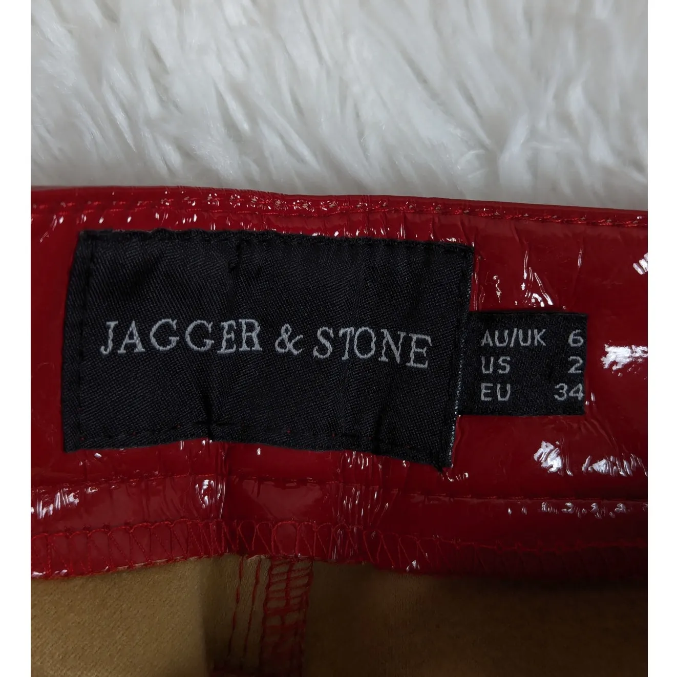 Jagger & Stone Faux Leather Pants Red White Stripe Size 2 (Runs Small) - Image 3