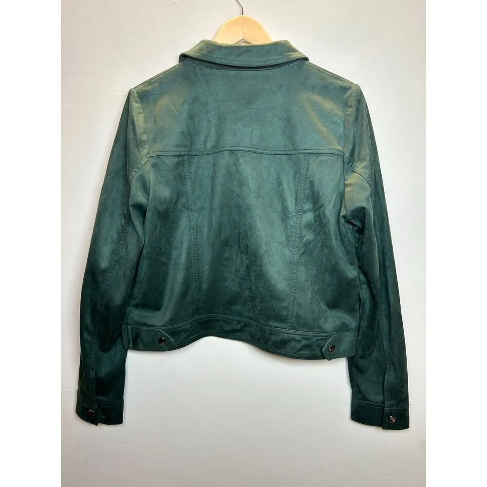 Kut from the Kloth Women's Size L Green Faux Suede Jacket EUC - Image 2