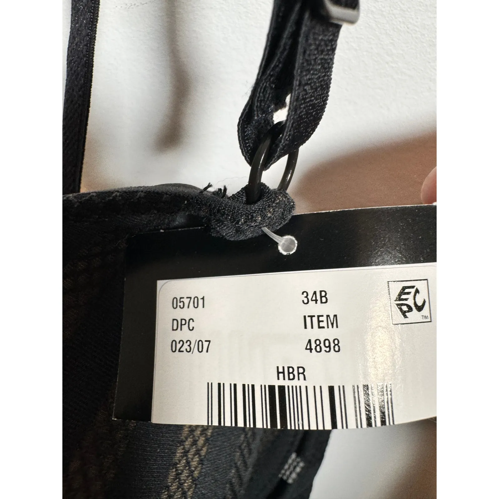 Brand New Women's Size 32B Black Striped Stay Put Straps Push Up Bra - Image 2