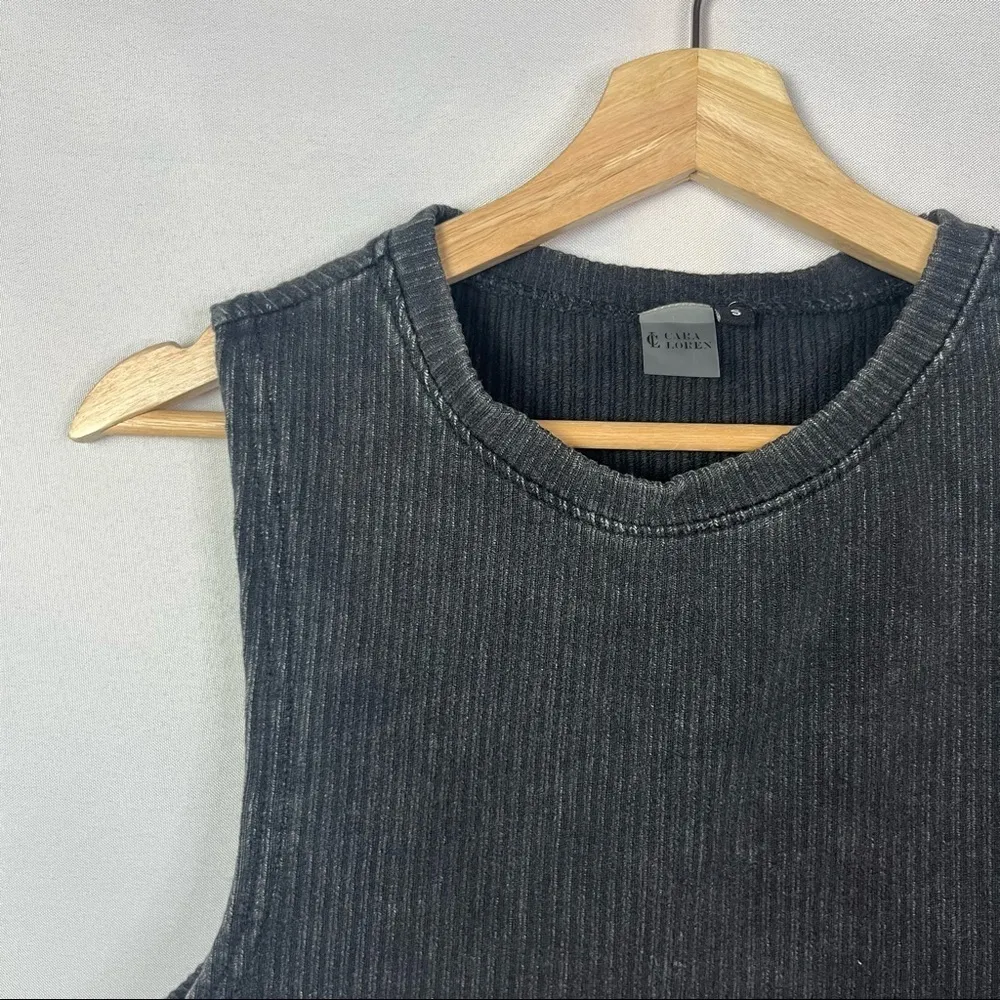 Cara Loren Active Faded Black Ribbed Crop Athletic Tank Top M Size M - Image 4